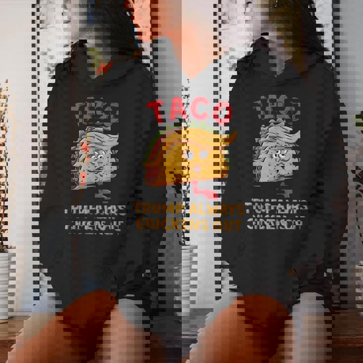 Taco Trump Always Chickens Out アンチトランプニックネーム レディースパーカー 彼女への贈り物