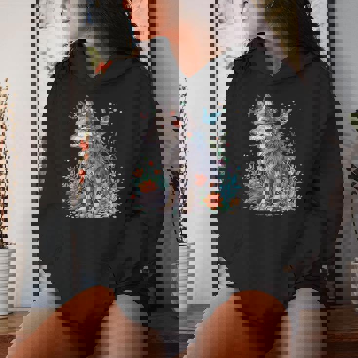 かわいいオオカミ 花 I キッズ オオカミ 長袖tシャツ レディースパーカー 彼女への贈り物