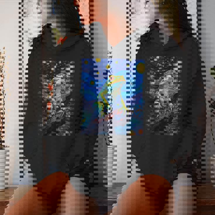 カエルキャッチャー 男の子 女の子 カエルハンター ゴッホ カエル レディースパーカー 彼女への贈り物