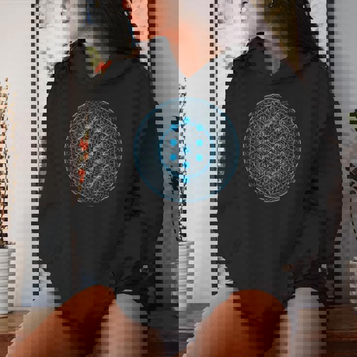 カバラの木と生命の神聖な幾何学の花 レディースパーカー 彼女への贈り物