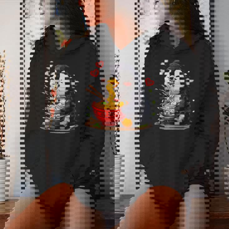 ペンギン食べる ラーメン 麺 ペンギン 男の子 女の子 キッズ 大人 レディースパーカー 彼女への贈り物