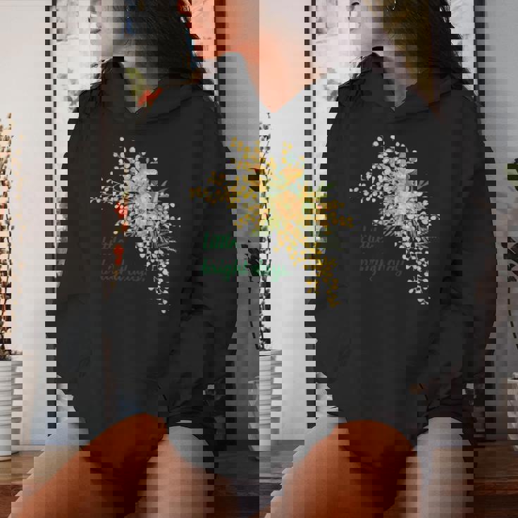 ミモザ 花柄 Little Bright Days ナチュラル 春カラー フラワーデザイン 長袖tシャツ レディースパーカー 彼女への贈り物