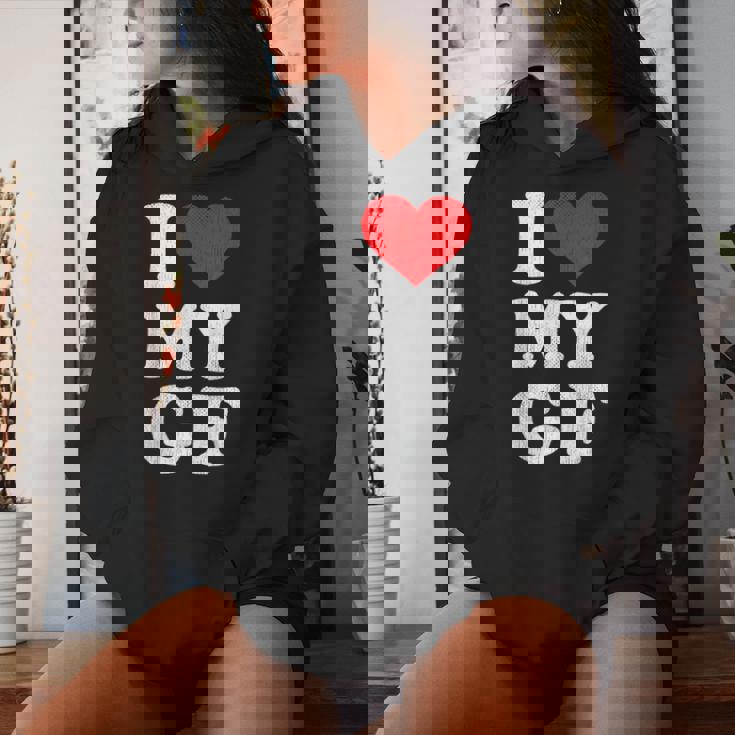 ユーズド加工 I Heart My Girlfriend アパレル I Love My Gf レディースパーカー 彼女への贈り物