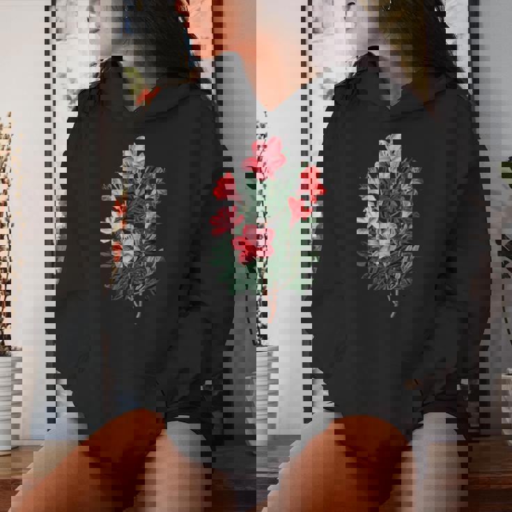 美しいツツジの花のイラストブルーム植物愛好家 長袖tシャツ レディースパーカー 彼女への贈り物