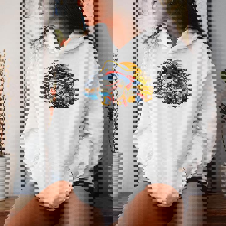 Beer Dad Piratehark グラフィック 漫画 海 アドベンチャーシャツ レディースパーカー 彼女への贈り物