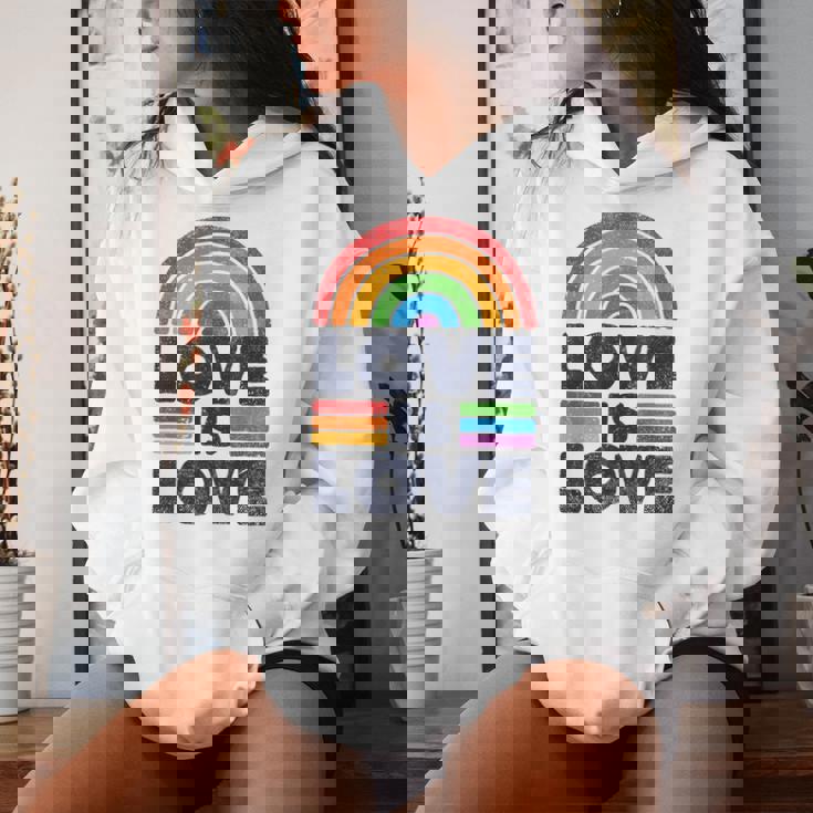 Lgbtq Love Is Love Gay Pride Lgbt Ally Rainbow Flagintage レディースパーカー 彼女への贈り物