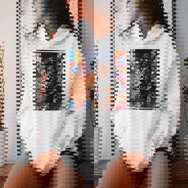 かわいい ダックスフンド 犬 ピザ 面白い 男の子 女の子 コスチューム 大人 ミーム レディースパーカー 彼女への贈り物