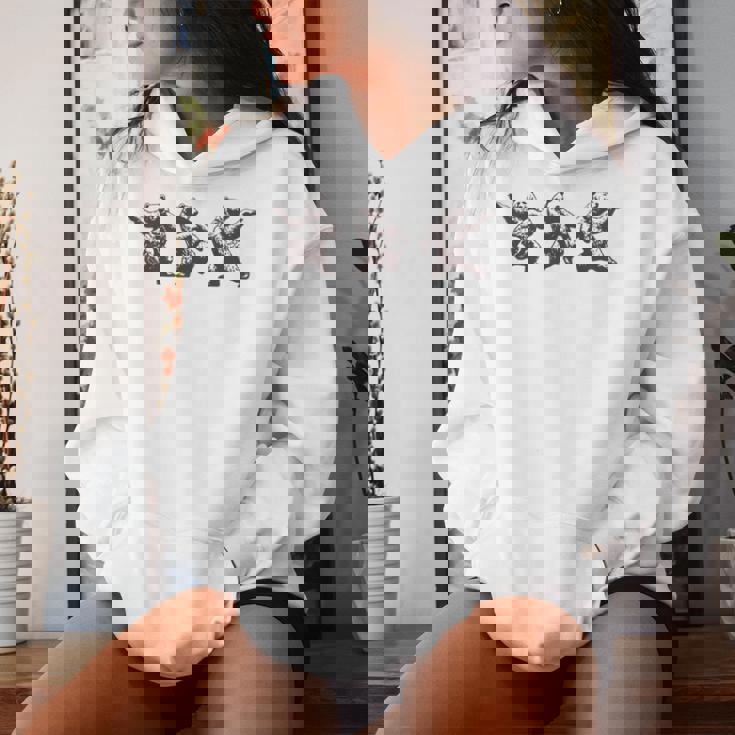 面白いクマのダンスグラフィック。動物愛好家、男性、女性、子供用。 レディースパーカー 彼女への贈り物