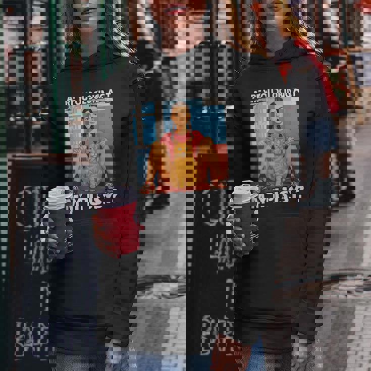 Pussy Meme Adult Girls Pun Are You Looking At My Pussy レディースパーカー 面白い贈り物