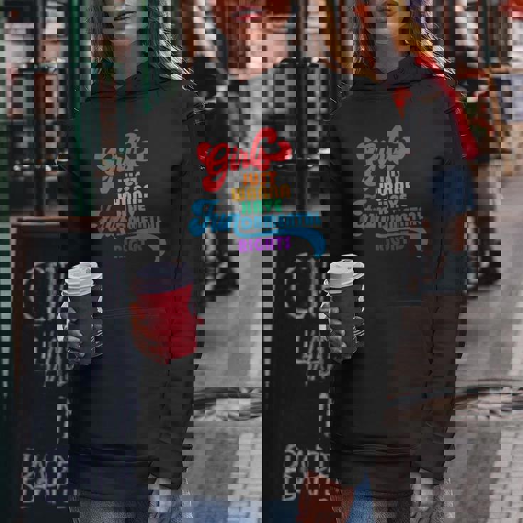 Girls Just Wanna Have Fundamental Rights カラフル レインボー レディースパーカー 面白い贈り物