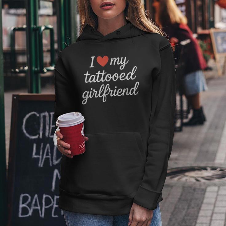 I Heart My Tattooed Girlfriend かわいいレッドハートデザイン レディースパーカー 面白い贈り物
