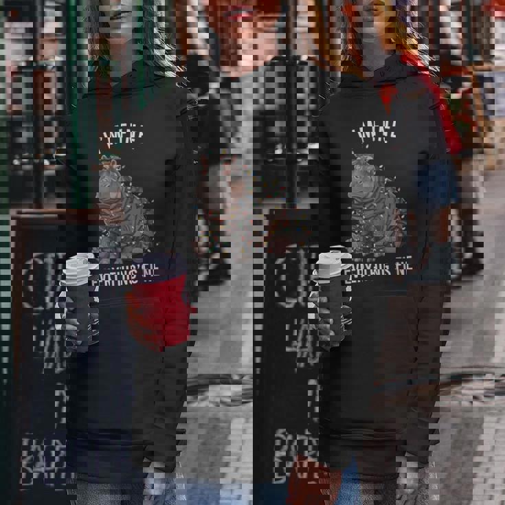 Hippo Christmas I'm Fine Everything Is Fine Wildlife Women's Hoodie Unique Gifts