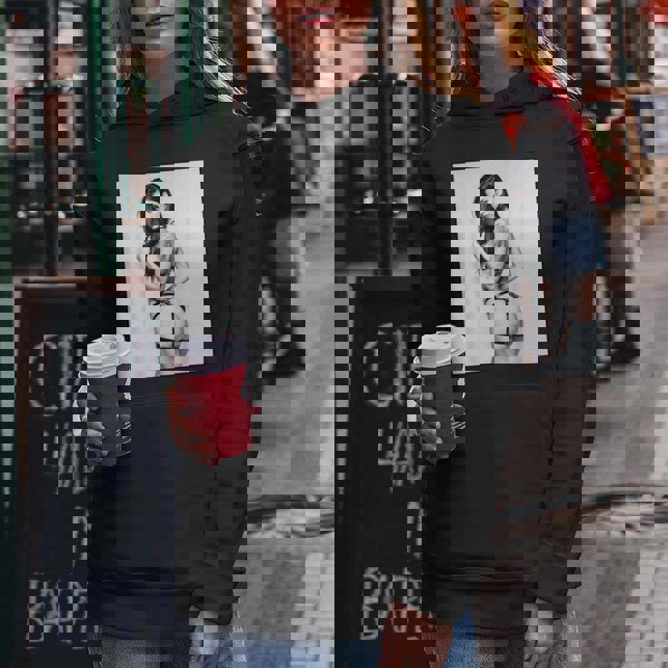 Hot Girl On 男性用 セクシー ブルネット ピンナップガール B&W レディースパーカー 面白い贈り物