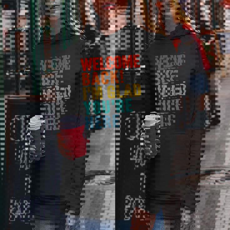 おかえりなさい、ここに来てくれて嬉しいです 男性 女性 子供 レディースパーカー 面白い贈り物