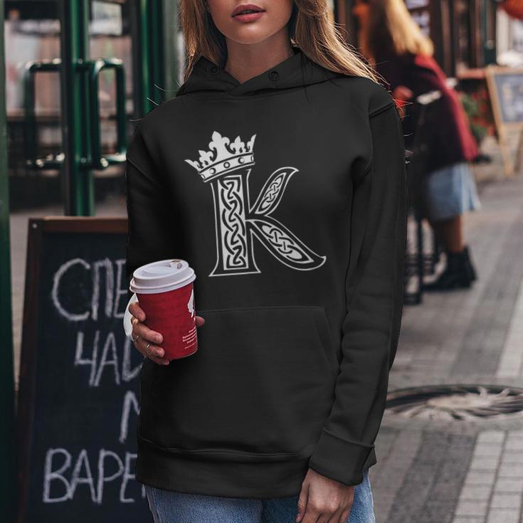 アルファベットtシャツ イニシャル文字 K & King Queen 王冠 レディースパーカー 面白い贈り物