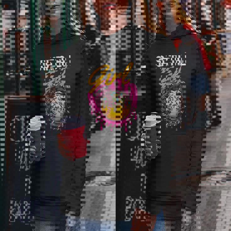 ソフトボール 女の子 名言 滴る アイスクリーム グラフィック ソフトボール ドリップ レディースパーカー 面白い贈り物