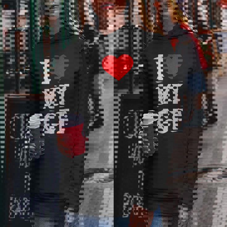 ユーズド加工 I Heart My Girlfriend アパレル I Love My Gf レディースパーカー 面白い贈り物