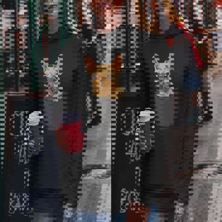 男性用、女性、子供用の胸ポケットに入った面白い子犬。 レディースパーカー 面白い贈り物