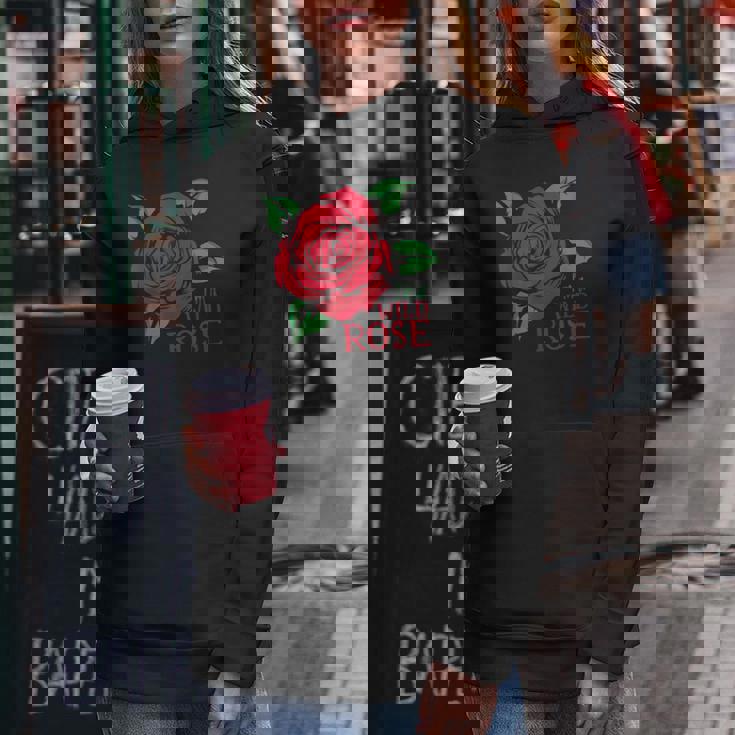 赤いバラとi'm A Wild Roseの花のデザイン レディースパーカー 面白い贈り物