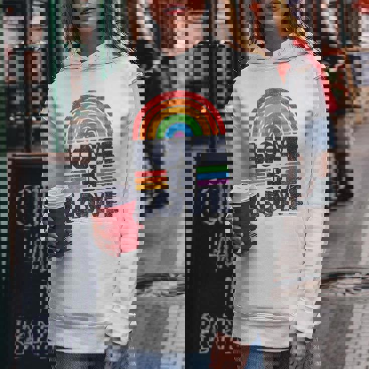 Lgbtq Love Is Love Gay Pride Lgbt Ally Rainbow Flagintage レディースパーカー 面白い贈り物