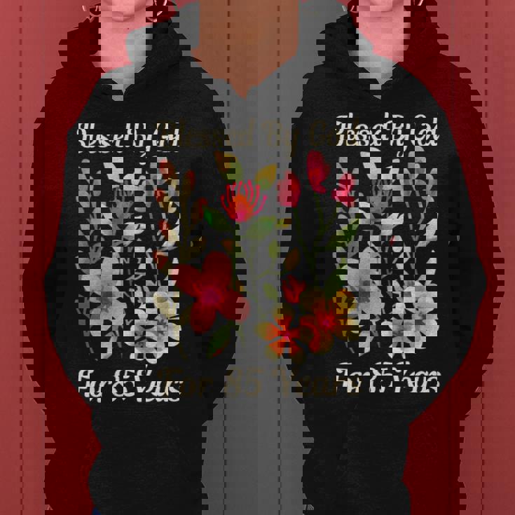 85歳 神様の祝福 かわいい庭の花 85歳の誕生日 長袖tシャツ レディースパーカー