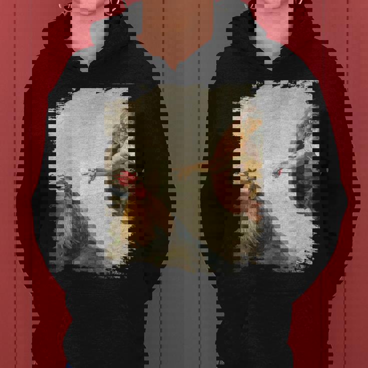 Creation Of Chicken Adam クラシック ミケランジェロ ニワトリ ファニー レディースパーカー