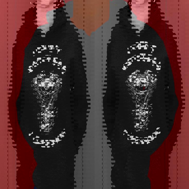 I Don't Get Older I Upgrade – Motorcycle Engine Graphic レディースパーカー