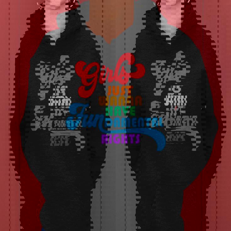 Girls Just Wanna Have Fundamental Rights カラフル レインボー レディースパーカー