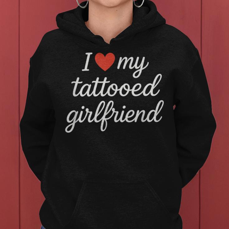 I Heart My Tattooed Girlfriend かわいいレッドハートデザイン レディースパーカー