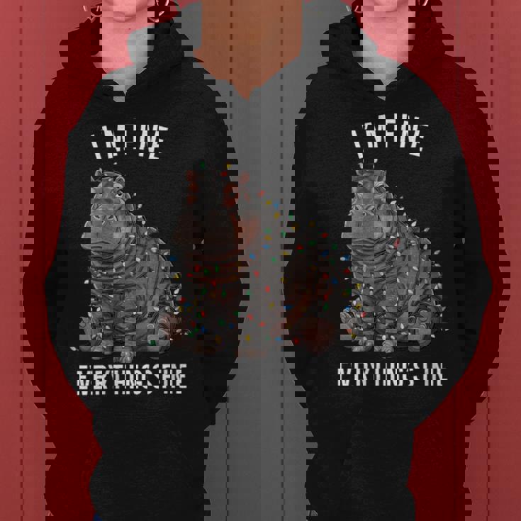 Hippo Christmas I'm Fine Everything Is Fine Wildlife Women's Hoodie