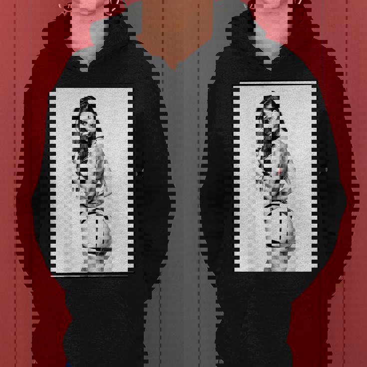 Hot Girl On 男性用 セクシー ブルネット ピンナップガール B&W レディースパーカー