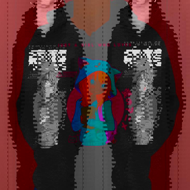 Just A Girl Loves アニメ ラーメン スケッチ オタク少女アニメ 長袖tシャツ レディースパーカー