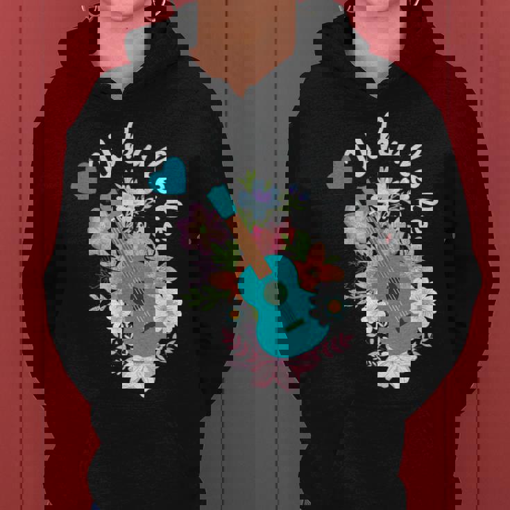 ウクレレギフト 70年代の花のウクレレ奏者 レディースパーカー