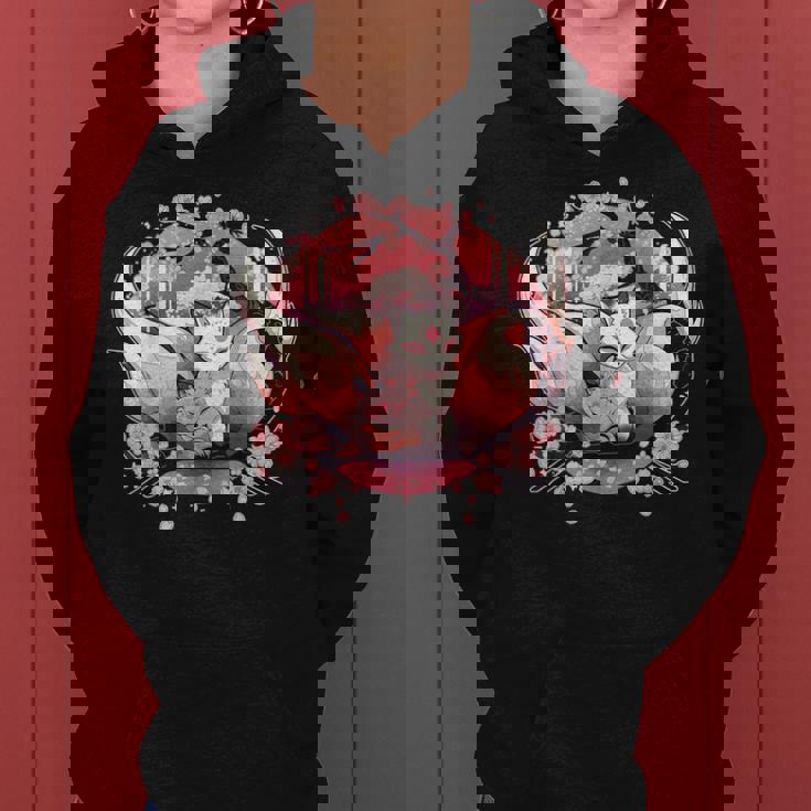 キツネ キツネ 九尾キツネ 桜花 レディースパーカー