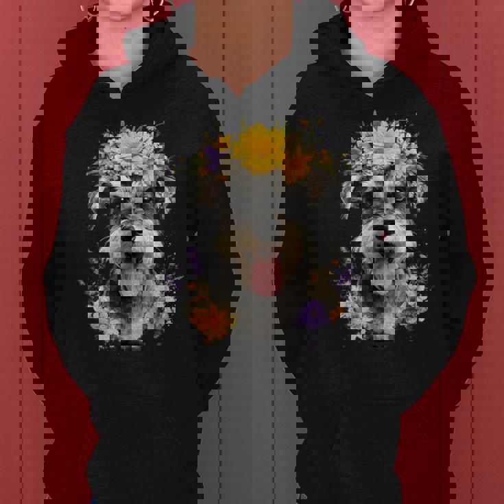 シュナウザー ママ 犬好き 母の日 レトロ 花 レディースパーカー