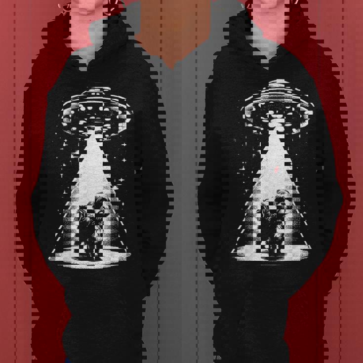 シーズー Mom Dad Dog Alien Ufo レディースパーカー