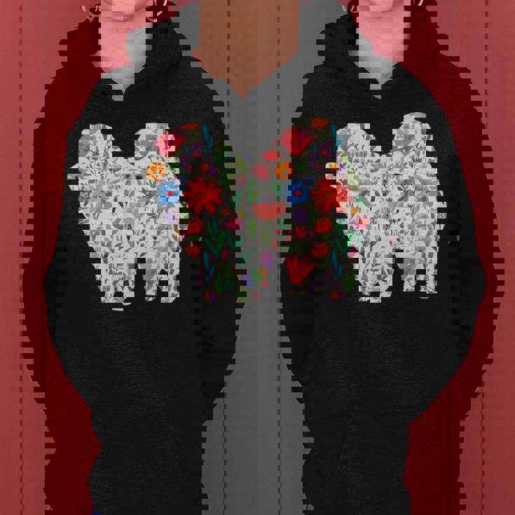 チャウチャウ 水彩 花 デザイン レディースパーカー