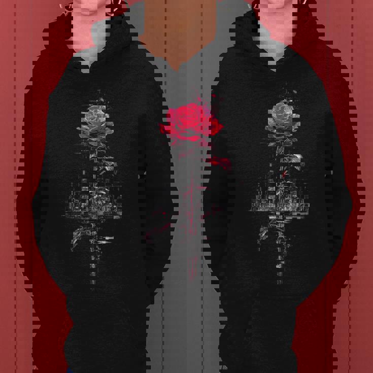 バラ 花 イラスト グラフィック 抽象 ピクセルアート バラ レディースパーカー