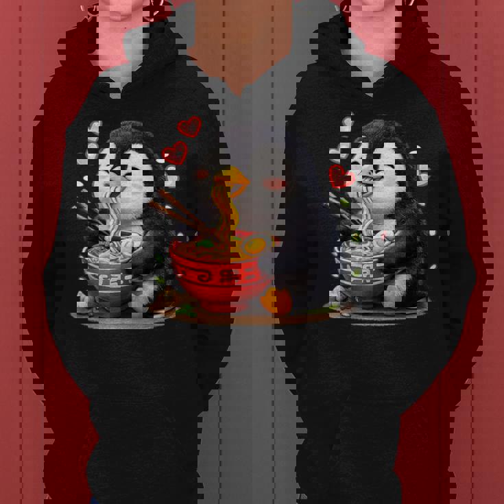 ペンギン食べる ラーメン 麺 ペンギン 男の子 女の子 キッズ 大人 レディースパーカー