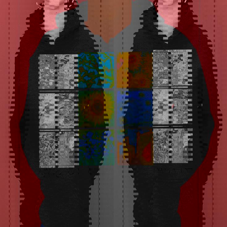 ヴァン・ゴッホコラージュ 星月夜 ひまわり アーモンドの花 レディースパーカー