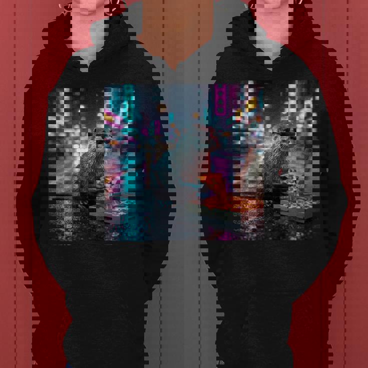 ヴィンテージ カワウソ キッズ Her Mom Dad ピザ ミーム 幼児 レトロ 長袖tシャツ レディースパーカー