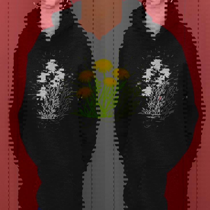 星と水晶の先端の夏の花とタンポポ レディースパーカー