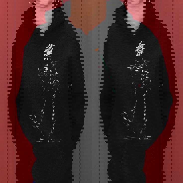 猫 抱っこ 花 ポートレート 動物 モチーフ イラスト 猫 レディースパーカー