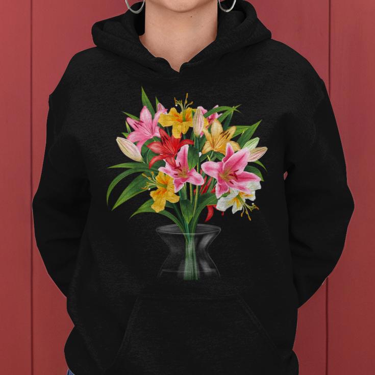 美しいユリの春の花 フローラルプリント ガーデニング レディースパーカー