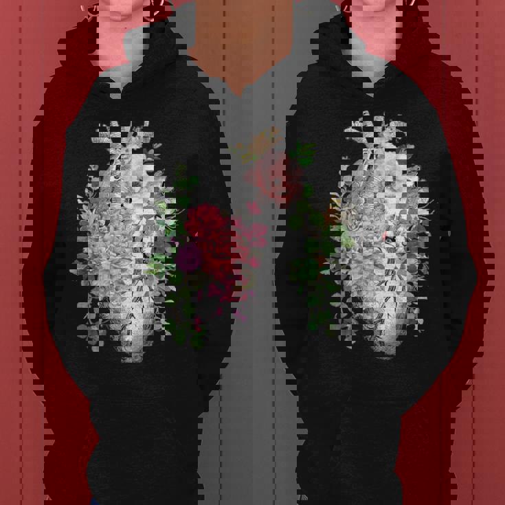 花の解剖学 人間の心とバラ、ボタニカルハート レディースパーカー