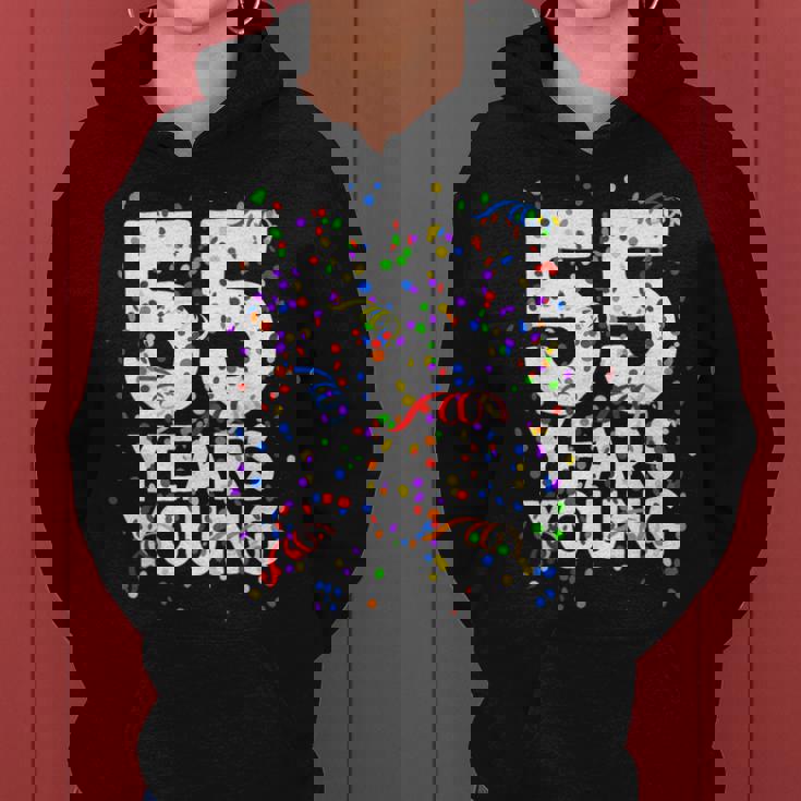 面白い 55 歳 若い55歳の誕生日おめでとうシャツ 男性用 女性用 レディースパーカー