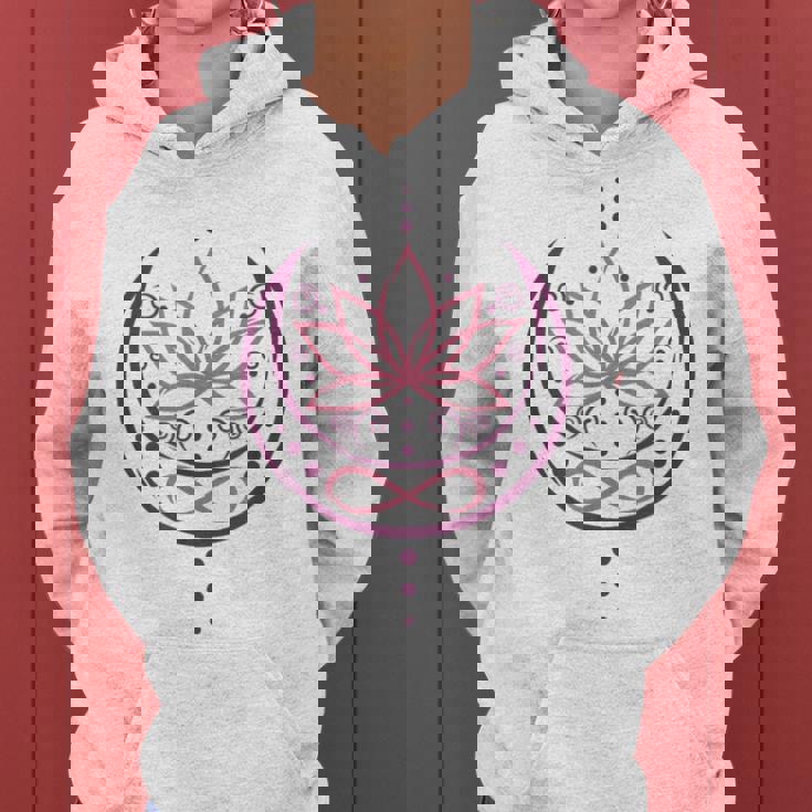 月と無限のシンボルの蓮 ヨガと禅 蓮の花 レディースパーカー