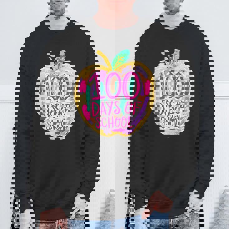 100 Days Of School Apple Teacher Student Kids Groovy Retro Sweatshirt Unisex Gifts for Old Men 100 Days Of School Apple Teacher Student Kids Groovy Retro Sweatshirt Unisex Gifts for Old Men