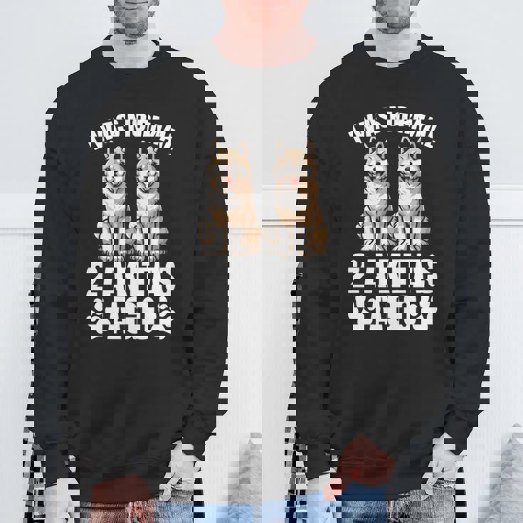 2 秋田犬前は普通だった 面白い秋田犬愛好家 長袖tシャツ スウェットシャツ 高齢者への贈り物