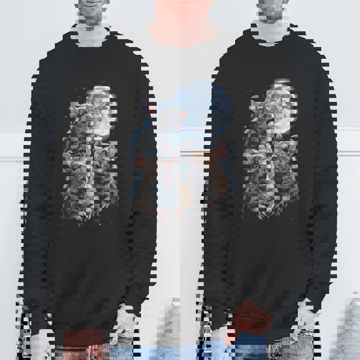 3 マウス 月 3 匹のネズミ 面白い げっ歯類 恋人 ユーモア 空 夜 長袖tシャツ スウェットシャツ 高齢者への贈り物